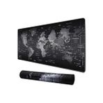 Mcstorey Gaming Mouse Pad 90X40 cm Geniş Dünya Haritası Desenli Kaymaz Tabanlı Dikişli Kenar Büyük Klavye Mouse Altlığı Siyah - Ahşap