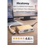 Mcstorey IOS Ve ANDROID Uyumlu USB-C to HDMI & VGA Adaptör – Type-C Çoklayıcı Video Dönüştürücü 4K & Full HD, Tak & Çalıştır