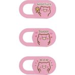 McStorey Kamera Kapatıcı 3’lü Set – Ultra Ince 0.7 mm Sürgülü Webcam Cover, 3m Yapışkan, Pembe Pig