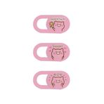 McStorey Kamera Kapatıcı Laptop Tablet Telefon Uyumlu Ultra İnce 0.7 mm Sürgülü Webcam Cover 3M Yapışkan Pembe Pig Desenli 3 Lü Set Çok Renkli