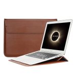McStorey Laptop Çantası Deri El Çantası Bilgisayar Çantası 15 inç Macbook Çantası Notebook Kese Kılıfı Su Geçirmez Kahverengi