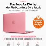 McStorey MacBook Air 13.6 İnç Kılıf A2681 A3113 A3240 A3449 M2 M3 M4 M5 Uyumlu Mat Buzlu Şeffaf Sert Kapak İnce Hard Case Açık Pembe
