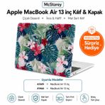 McStorey MacBook Air 13 İnç Kılıf A1369 A1466 Uyumlu Çiçek Desenli Hard Case Sert Koruyucu Kapak Printed Floral Laptop Kılıfı 2010-2017 Yeşil
