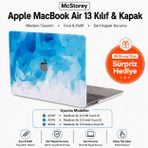 McStorey MacBook Air 13 İnç Kılıf A2337 M1 A2179 A1932 Uyumlu Hard Case Sert Kapak Suluboya Desenli UV Baskılı Koruyucu Kılıf İnce Hafif Laptop Kılıfı Açık Mavi