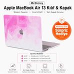 McStorey MacBook Air 13 İnç Kılıf A2337 M1 A2179 A1932 Uyumlu Hard Case Sert Kapak Suluboya Desenli UV Baskılı Koruyucu Kılıf İnce Hafif Laptop Kılıfı Pembe