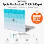 McStorey MacBook Air 13 İnç Kılıf A2337 M1 A2179 A1932 Uyumlu Hard Case Sert Kapak Suluboya Desenli UV Baskılı Koruyucu Kılıf İnce Hafif Laptop Kılıfı Turkuaz