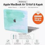 Mcstorey Macbook Air 13 İnç Kılıf A2337 M1 A2179 A1932 Uyumlu Hard Case Sert Kapak Suluboya Desenli Uv Baskılı Koruyucu Kılıf İnce Hafif Laptop Kılıfı Yeşil