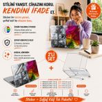 McStorey MacBook Air 13,6 inç M2 M3 M4 M5 A2681 A3113 A3240 A3449 Kristal Şeffaf Sert Kılıf, Left Right Brain 3M Sticker USB-C Adaptör Hediyeli Set