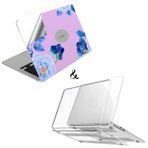 McStorey MacBook Air 13,6 inç M2 M3 M4 M5 A2681 A3113 A3240 A3449 Kristal Şeffaf Sert Kılıf, Pastel Çiçek Desenli 3M Sticker USB-C Adaptör Hediyeli Set