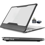 McStorey MacBook Air A1932 Uyumlu 13 İnç Outdoor Karbon Fiber Sert Kapak Darbe Emici Şeffaf Koruma Siyah