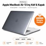 McStorey MacBook Air M1 Kılıf 13 inç Sert Şeffaf Hardcase – A2337 / A2179 / A1932 Uyumlu Kristal Parlak Çizilmez + USB Adaptör Siyah