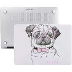 Mcstorey Macbook Air M1 Kılıfı 13 İnç A2337 A2179 A1932 Uyumlu Sert Kapak Hard Case Koruyucu Kılıf Gözlüklü Pug Desenli Uv Baskılı Çizilme Önleyici Pembe
