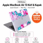 McStorey MacBook Air M1 Kılıfı 13 İnç A2337 A2179 A1932 Uyumlu Sert Kapak Hard Case Koruyucu Kılıf MacBook Air 13 İnç Kılıfı Çizilmez Darbe Koruyucu Mat Baskılı Çiçek Desenli Açık Pembe