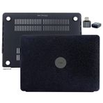 McStorey MacBook Air M1 Kılıfı A2337 Uyumlu 13 İnç Premium Simli Deri Kaplama Hard Case A2179 A1932 Sert Koruyucu Kapak Çizilme ve Darbe Koruma Kılıfı Siyah