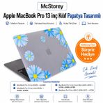 McStorey MacBook Pro 13 Çiçek Desenli Kılıf A1706 A1708 A1989 A2159 A2251 A2289 A2338 M1 M2 Uyumlu Baskılı Kristal Sert Kılıf Koruyucu Kapak Açık Mavi