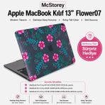 McStorey MacBook Pro 13 Çiçek Desenli Kılıf A1706 A1708 A1989 A2159 A2251 A2289 A2338 M1 M2 Uyumlu Baskılı Kristal Sert Kılıf Koruyucu Kapak Pembe Mavi