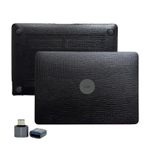 McStorey MacBook Pro 13 inç Kılıfı A1708 A1706 A1989 A2159 A2251 A2289 A2338 M1 M2 Uyumlu Sert Kapak Timsah Desenli Deri Dokulu 360° Koruma Siyah