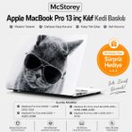 McStorey MacBook Pro 13 Kedi Desenli Kılıf A1706 A1708 A1989 A2159 A2251 A2289 A2338 M1 M2 Uyumlu TPU Sert Kılıf İnce Hafif Koruyucu Kapak Füme