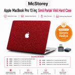 McStorey MacBook Pro 13 Simli Parlak Kılıf A1706 A1708 A1989 A2159 A2251 A2289 A2338 M1 M2 Uyumlu Bordo Hard Case İnce Hafif Koruyucu Kapak