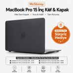McStorey MacBook Pro 15 Mat Kılıf A1707 A1990 Uyumlu Sert TPU Kılıf İnce Hafif Koruyucu Kapak 2016-2019 Şeffaf Siyah