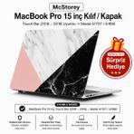 McStorey MacBook Pro 15 Mermer Desenli Kılıf A1707 A1990 Uyumlu Baskılı Sert Kılıf İnce Hafif Koruyucu Kapak Pembe