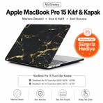 McStorey MacBook Pro 15 Mermer Desenli Kılıf A1707 A1990 Uyumlu İnce Hafif Sert Kapak Koruyucu Kılıf Siyah