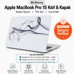 McStorey MacBook Pro 15 Renkli Desenli Kılıf A1707 A1990 Uyumlu Baskılı Sert Kılıf İnce Hafif Koruyucu Kapak Gri