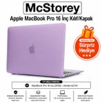 McStorey MacBook Pro 16 Touch Bar Uyumlu Sert Kapak Hardcase Mat Yüzey İnce Hafif Darbe Çizilme Koruma A2141 Lila