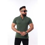 MCZ GİYİM Haki Renk Hakim Yaka Slim Fit Erkek T-Shirt