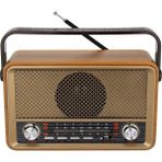 MD-511BT Nostaljik Görünümlü Ahşap Radyo Bluetooth Hoparlör USB Tf Fm Radyo - Kahverengi