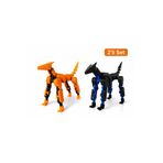 MD Design Dummy 13 K9 Köpek Figür Seti 2'li - Hareketli Eklemli Aksiyon Figürü Robot Köpek Turuncu, Siyah-mavi