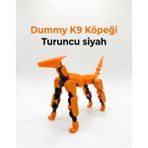 M&D Design Dummy K9 Robot Köpek Figürü - 3D Yazıcı Eklemli Hareketli Oyuncak - Turuncu Siyah