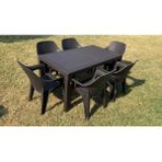 Md Home Rattan Masa Takımı 90 x 150 cm Camsız Masa + 6 Sandalye