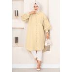 Md Oval Kesim Tesettür Gömlek Tunik Sarı - 38 - 40