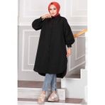 Md Oval Kesim Tesettür Gömlek Tunik Siyah - 38 - 40