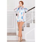 Md Saten Desenli Tunik İndigo - 38