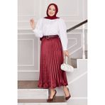 Md Saten Piliseli Etek Bordo - Standart
