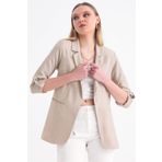 MD trend Kadın Kolu Katlanabilir Astarlı Kruvaze Blazer Keten Ceket
