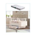 Mdf Beşik, Krem Dünya Çekmeceli Büyüyen Sallanan Beşik 80X130 - 1 Adet 80X130 Comfort Yatak