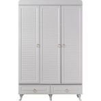 Mdf Malzeme Aqua White 3 Kapılı Bebek Odası Dolap - Beyaz