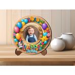 MDF Malzemeden Çocuklar İçin 14x14 cm UV Baskılı Yuvarlak Fotoğraf Çerçevesi