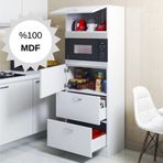 MDF Mikrodalga Fırın Bölmeli Çekmeceli Çok Amaçlı Mutfak Dolabı - Beyaz