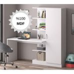 Mdf Narin Raflı Dolaplı Çalışma Masası Beyaz