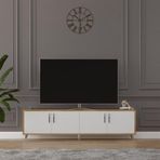 MDF Petra/Beyaz TV Ünitesi - 160 cm, Şık & Modern Tasarım TV Sehpası, T-03