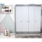 Mdf Stella 4 Kapılı Bebek&çocuk Odası Gardırop - Antrasit - Beyaz