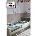 Mdf Stella Gri 90*190 Yavrulu Kapitoneli Karyola - Antrasit - Beyaz - 90 x 190 cm