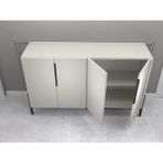 Mdflam Konsol Gri Kapaklı Klasör Dosya Dolabı Metal Ayaklı Tv Ünitesi Büfe Dresuar 142 x 38 x 85H cm