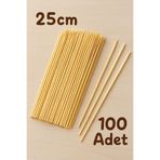 MDİZMİR Çöp Şiş Bambu 25 Cm 2,5mm Tahta Şiş Çubuk Uzun 100 Adet