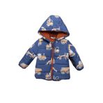 Mdm Yeni Trend Kepçe & Kamyonet Desenli Polar Astarlı Kapüşonlu Kışlık İçi Peluş Erkek Bebek Mont Şişme