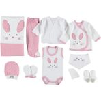 Mdrandy 10 Lu Kulaklı Rabbit Lüx Set Zıbın Seti Hastane Çıkışı %100 Pamuklu - Çok Renkli - 0 - 3 Ay